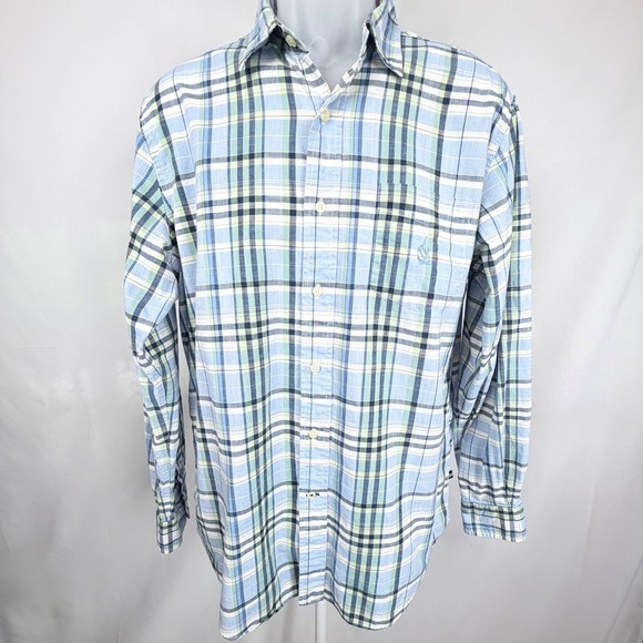 Nautica Other - Nautica Heritage Plaid Button Down Shirt Mens M Blue Green Cotton Long Sleeve